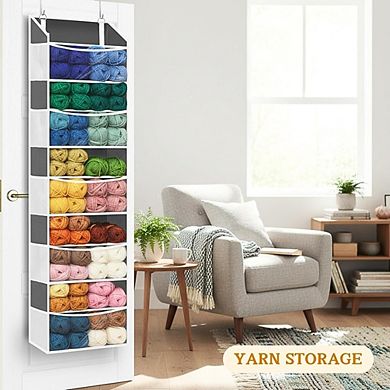 Over Door Organizer with 5 Large Pockets, Mesh & Transparent Storage