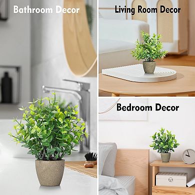 Kaelin Home 4 Pack Fake Plants Ceramic Mini Artificial Greenery Potted Plants