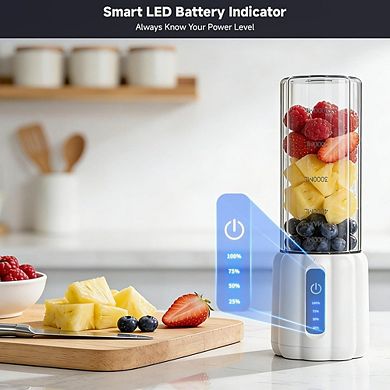 Portable Personal Blender, USB-C Rechargeable, 6-Blade Smoothie Maker