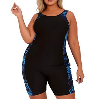 Plus Size Women's One-Piece Swimsuit, Athletic Boyleg Bathing Suit for Lap Swimming & Water Sports