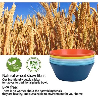 Unbreakable Large Cereal & Salad Bowls Set of 6, 32 oz, Microwave & Dishwasher Safe