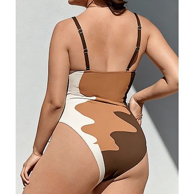 Women's Plus Size One Piece Swimsuit, Tummy Control Bathing Suit with Adjustable Straps for Beach