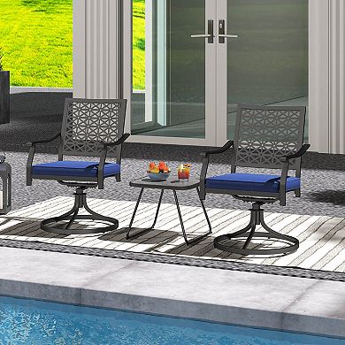 Costway 2 PCS Outdoor Swivel Chairs Patio Dining Chairs with Padded Cushions High Back