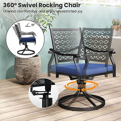 Costway 2 PCS Outdoor Swivel Chairs Patio Dining Chairs with Padded Cushions High Back