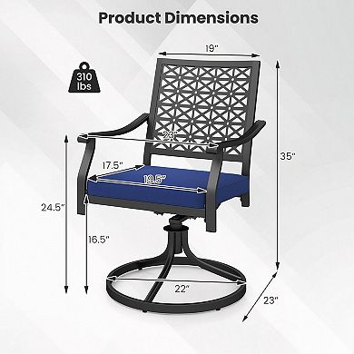 Costway 2 PCS Outdoor Swivel Chairs Patio Dining Chairs with Padded Cushions High Back