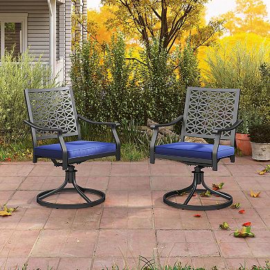 Costway 2 PCS Outdoor Swivel Chairs Patio Dining Chairs with Padded Cushions High Back