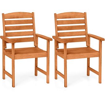 Costway Patio Chairs with Inclined Backrests and Slatted Seats for Deck