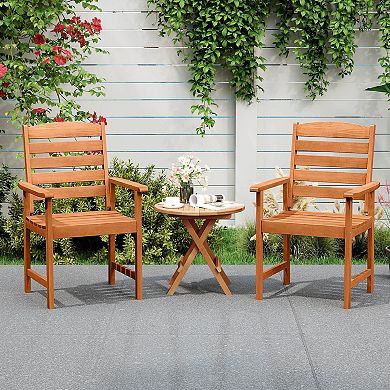 Costway Patio Chairs with Inclined Backrests and Slatted Seats for Deck