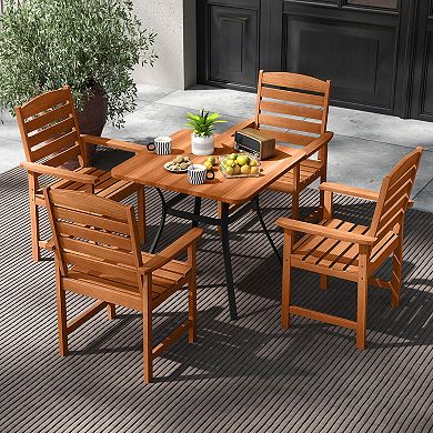 Costway Patio Chairs with Inclined Backrests and Slatted Seats for Deck