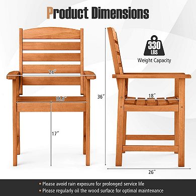 Costway Patio Chairs with Inclined Backrests and Slatted Seats for Deck