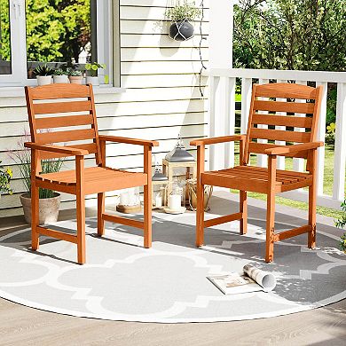Costway Patio Chairs with Inclined Backrests and Slatted Seats for Deck