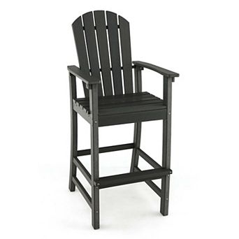 Costway Outdoor HDPE Bar Height Stool Patio Tall Chair Armrest Footrest All Weather