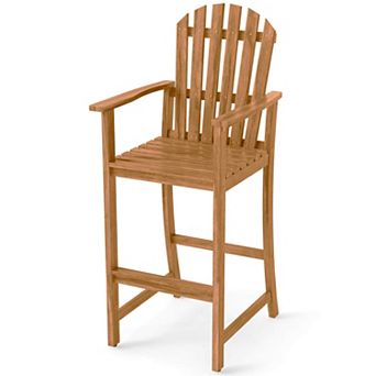 Costway Outdoor HDPE Bar Height Stool Patio Tall Chair Armrest Footrest All Weather