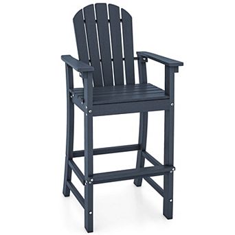 Costway Outdoor HDPE Bar Height Stool Patio Tall Chair Armrest Footrest All Weather