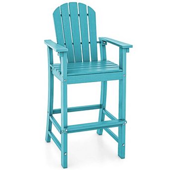 Costway Outdoor HDPE Bar Height Stool Patio Tall Chair Armrest Footrest All Weather