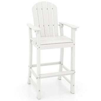 Costway Outdoor HDPE Bar Height Stool Patio Tall Chair Armrest Footrest All Weather