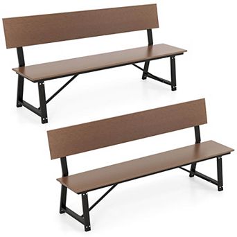 Costway 4-Person Bench with All-Weather HDPE Seat & Back Heavy-Duty Metal Support