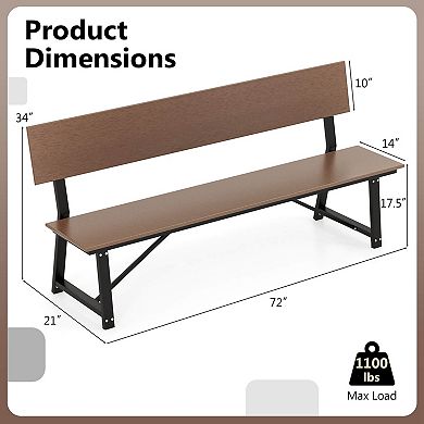 Costway 4-Person Bench with All-Weather HDPE Seat & Back Heavy-Duty Metal Support