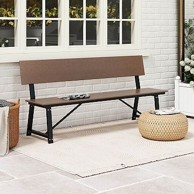 Costway 4-Person Bench with All-Weather HDPE Seat & Back Heavy-Duty Metal Support