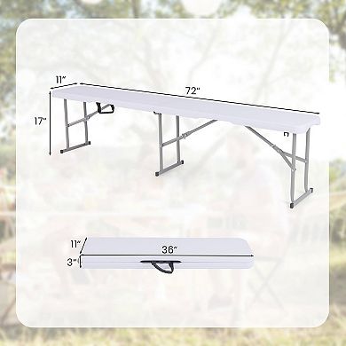 Costway Portable Folding Bench with Convenient Handle Non-slip Foot Pads Sturdy Metal Legs