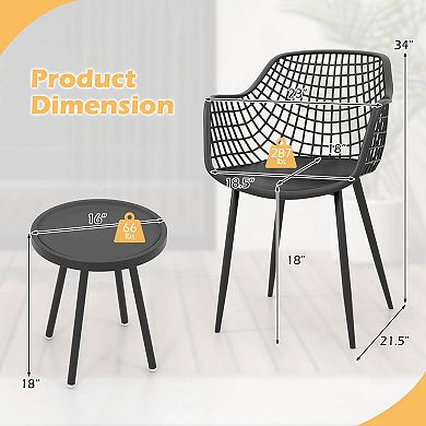 Costway 3 Piece Patio Bistro Set All Weather Heavy Duty Table and Chairs Set of 2
