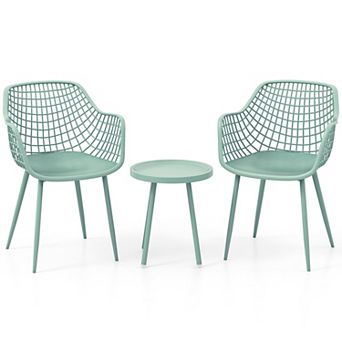 Costway 3 pc Patio Bistro Set All Weather Heavy Duty Table and Chairs Set of 2