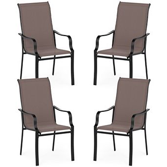Costway Patio Dining Chair High Backrest Dining Furniture with Wide Seat
