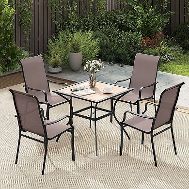 Costway Patio Dining Chair High Backrest Dining Furniture with Wide Seat