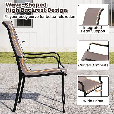 Costway Patio Dining Chair High Backrest Dining Furniture with Wide Seat