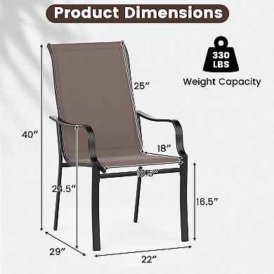 Costway Patio Dining Chair High Backrest Dining Furniture with Wide Seat