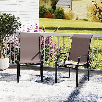 Costway Patio Dining Chair High Backrest Dining Furniture with Wide Seat