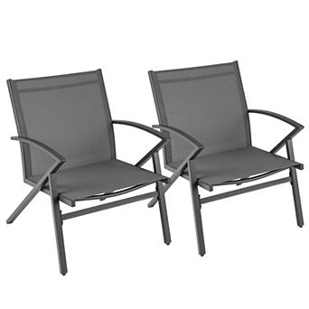 Costway Patio Chairs with Heavy Duty Metal Frame Curved Backrests and Armrests
