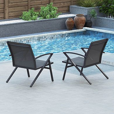 Costway Patio Chairs with Heavy Duty Metal Frame Curved Backrests and Armrests