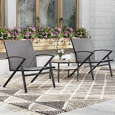 Costway Patio Chairs with Heavy Duty Metal Frame Curved Backrests and Armrests