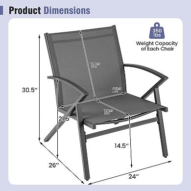 Costway Patio Chairs with Heavy Duty Metal Frame Curved Backrests and Armrests