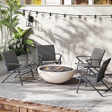 Costway Patio Chairs with Heavy Duty Metal Frame Curved Backrests and Armrests