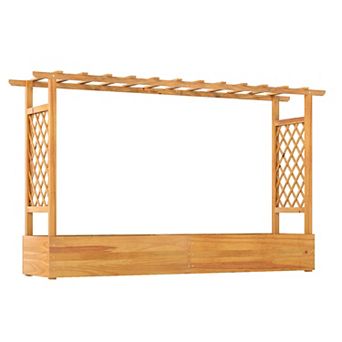 Costway 45” Raised Garden Bed with Trellis with Hanging Roof, 2 Side Trellises for Flower