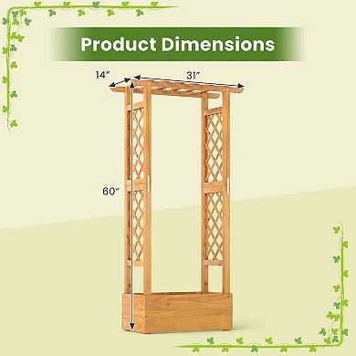 Costway 60” Raised Garden Bed with Trellis with Hanging Roof, 2 Side Trellises for Flower