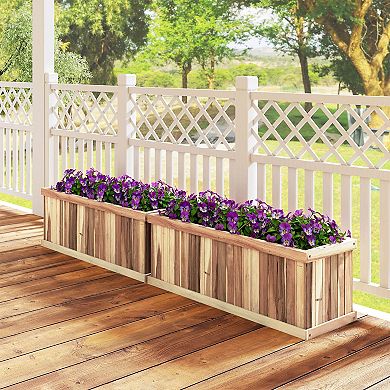 Costway Acacia Wood Raised Garden Bed with Drainage Gaps & Removable Base for Herbs, Fruits