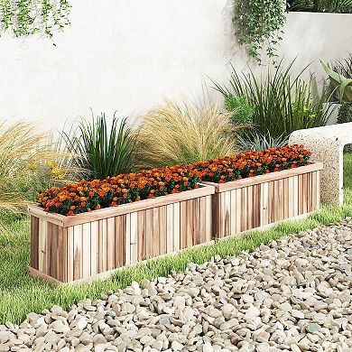 Costway Acacia Wood Raised Garden Bed with Drainage Gaps & Removable Base for Herbs, Fruits