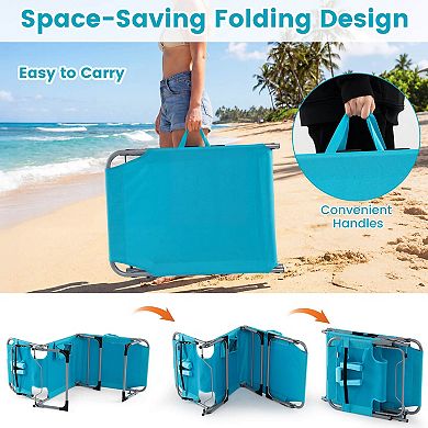 Costway Tanning Chair Portable Chaise Lounge Chair with 4-Position Adjustable Backrest