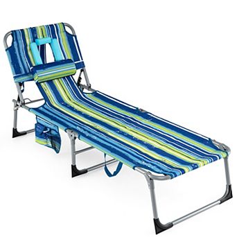 Costway Tanning Chair Portable Chaise Lounge Chair with 4-Position Adjustable Backrest