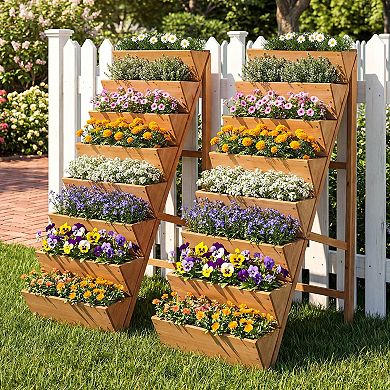 Costway 8-tier Vertical Raised Garden Bed with Legs for Growing Vegetables Flowers Herbs