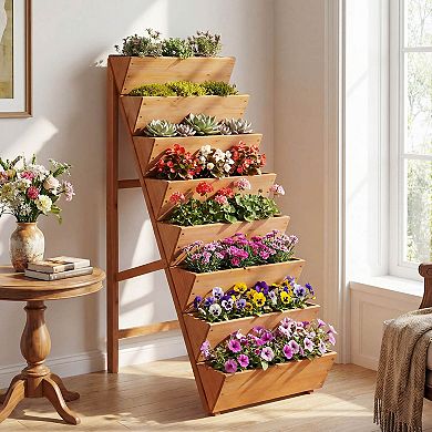 Costway 8-tier Vertical Raised Garden Bed with Legs for Growing Vegetables Flowers Herbs