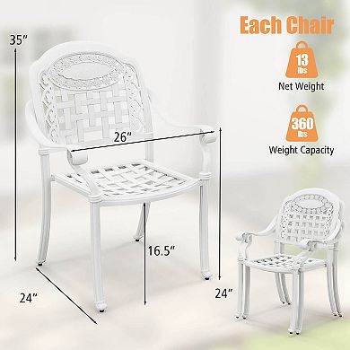 Costway 4pcs Patio Cast Aluminum Armrest Chairs Dining Stackable Outdoor