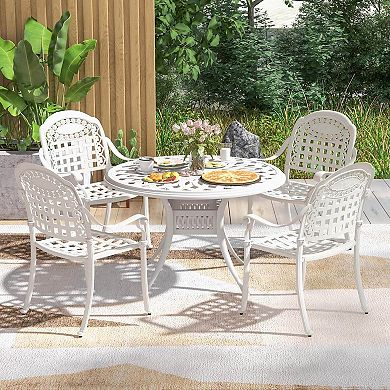 Costway 4pcs Patio Cast Aluminum Armrest Chairs Dining Stackable Outdoor