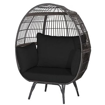 Costway Patio Oversized Rattan Wicker Egg Chair Lounge Basket 4 Cushion Indoor & Outdoor