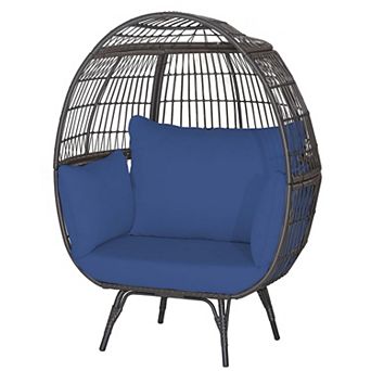 Costway Patio Oversized Rattan Wicker Egg Chair Lounge Basket 4 Cushion Indoor & Outdoor