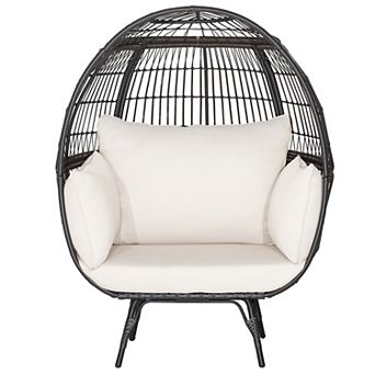 Costway Patio Oversized Rattan Wicker Egg Chair Lounge Basket 4 Cushion Indoor & Outdoor