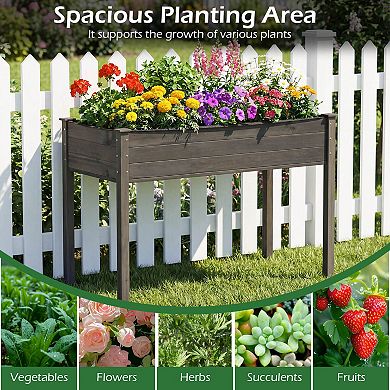 Costway Wooden Raised Vegetable Garden Bed Elevated Grow Vegetable Planter